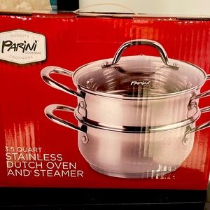 3.5 quart stainless Dutch oven and steamer by Parini
